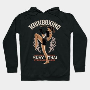 Kickboxing Girl Vintage Style Hoodie